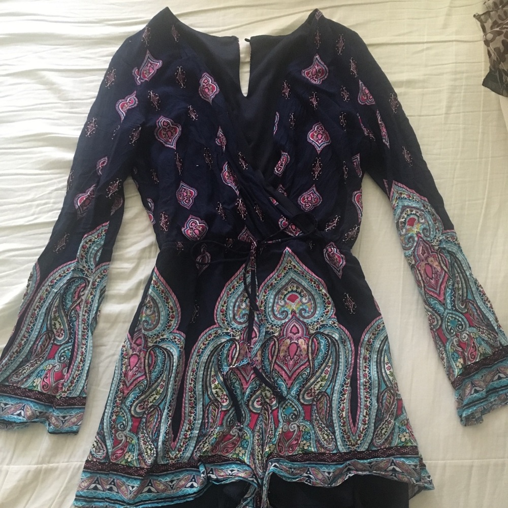 Dark blue Romper with Beautiful floral design!